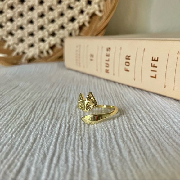 Fox Gold Wrap Ring Band Minimal Animal Femme Classic Jewelry - Picture 6 of 12
